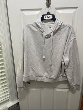 Cotton On Light Heather Gray Cropped Drawstring Hoodie